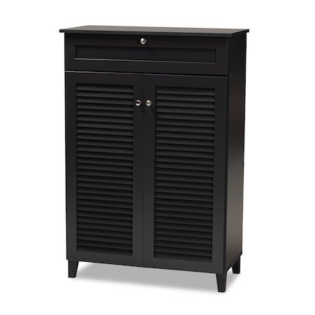 Coolidge Grey Finished 5-Shelf Wood Shoe Storage Cabinet With Drawer